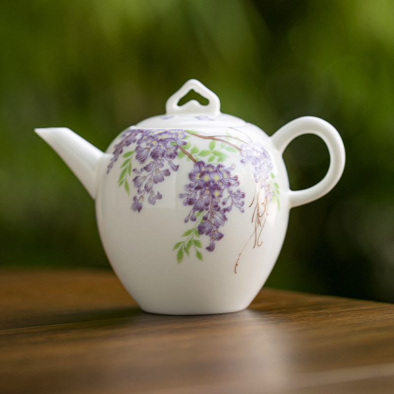 德化白瓷茶壶泡茶家用功夫茶具 羊脂玉陶瓷茶壶单壶 中国风小茶壶