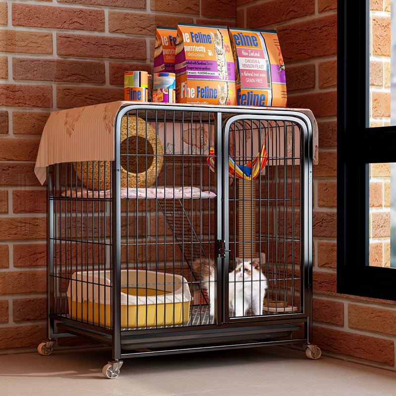 猫笼子家用室内加粗加厚猫咪笼子带厕所免安装不占地猫咪别墅两层