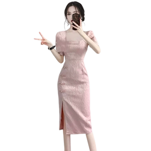 2025夏季新款复古时尚气质温柔少女改良旗袍裙高级感女神范连衣裙