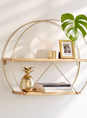 极速Nordicf multi-lapyer partition wall rack golden ornament