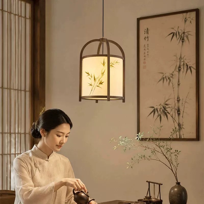 白蜡木宋氏美学吊灯中式禅意餐厅吧台民宿茶室中式过道玄关走廊灯