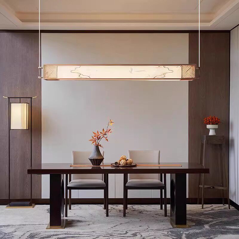 东方宋代美学餐厅吊灯中国风古典禅意设计师茶室吧台一字长条岛台