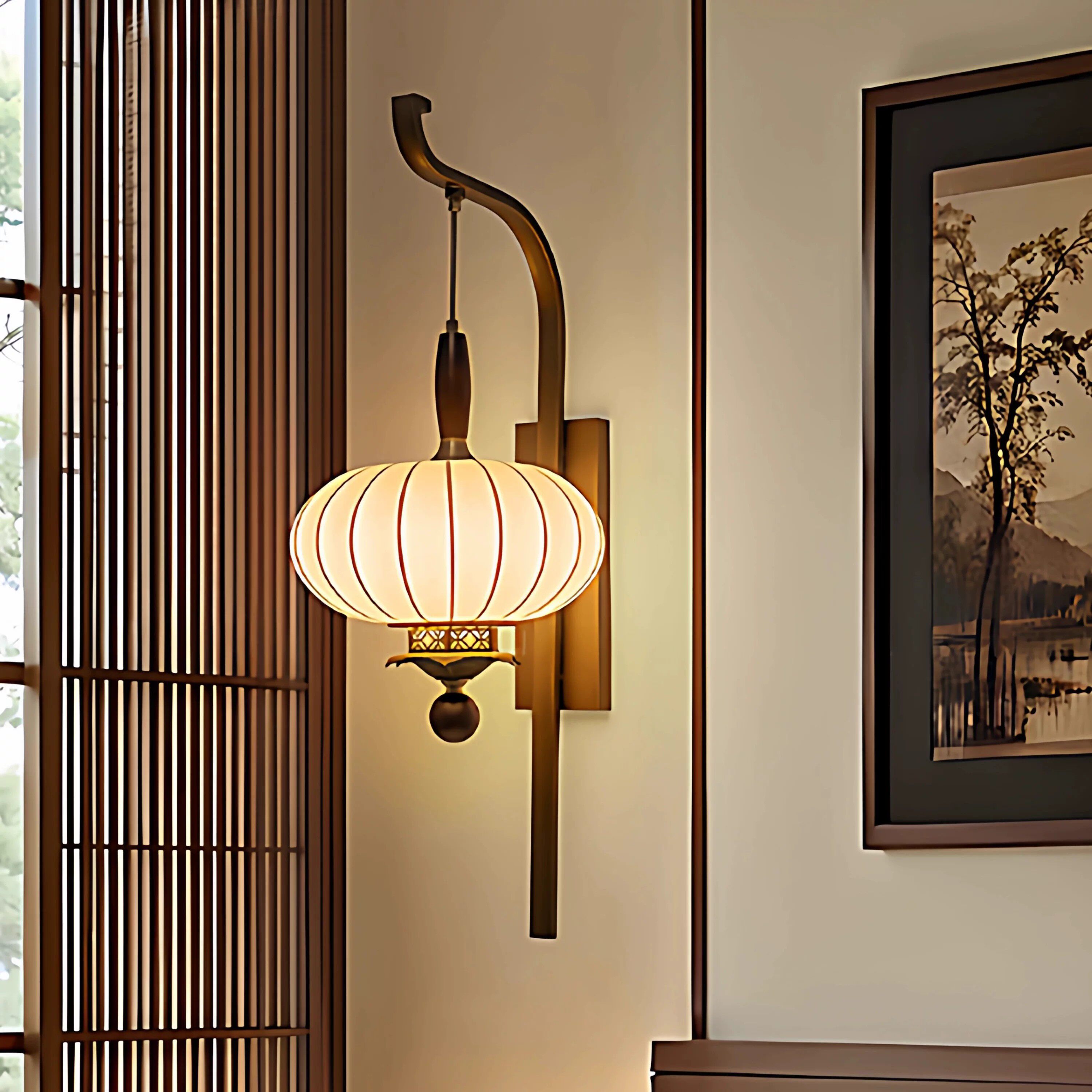 宋式美学壁灯新中式茶室卧室禅意灯笼民宿走廊过道客厅背景墙壁灯