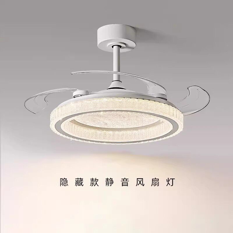 现代轻奢隐形风扇灯餐厅卧室风扇吊灯家用一体静音风扇灯2025新款