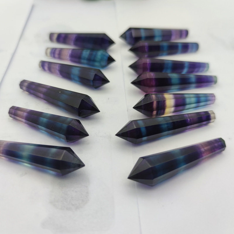 萤石柱水晶柱萤石灵摆柱 原石摆件萤石小吊坠单尖柱冥想灵修