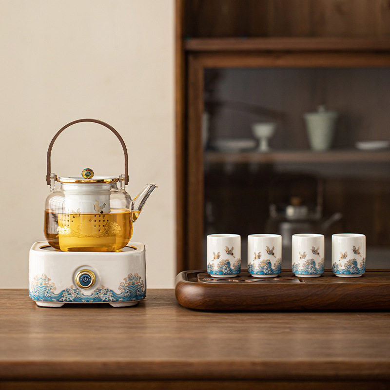 电陶炉功夫茶具套装茶壶茶杯整套围炉煮茶养生壶耐高温玻璃提梁