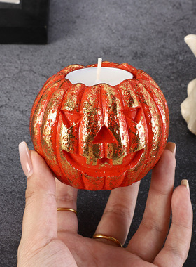 万圣节南瓜蜡烛台创意剧本杀氛围装饰烛台家居茶烛炉香薰搞怪摆件