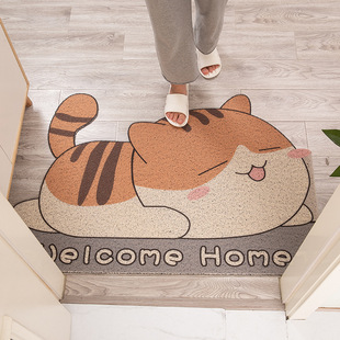 卡通风家用丝圈地垫pvc可裁剪入户地点玄关进门刮泥蹭土防滑脚垫