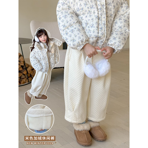 NONO CHILD 女童冬款加绒灯笼九分裤休闲百搭阔腿裤