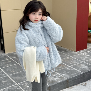 羊羔毛加绒加厚高领毛毛上衣软糯保暖外套 女童冬季 NONO CHILD