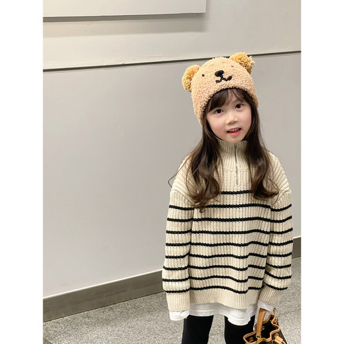 nonochild女童慵懒风条纹毛衣