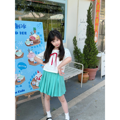 NONO CHILD 夏季女童日系学院风初音色jk水手服套装校服