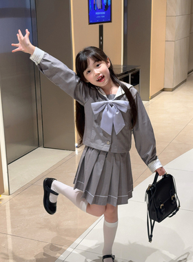 NONO CHILD 秋季新款学院风套装女童水手服jk两件套