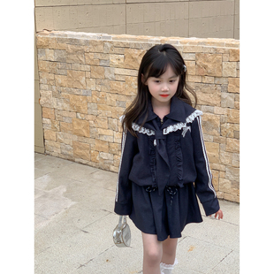 半裙套装 25女童学院风海军领蕾丝上衣蓬蓬短款 CHILD春季 NONO