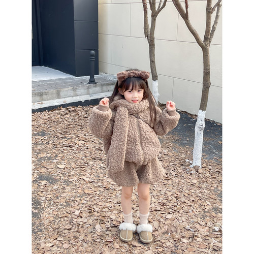 NONOCHILD奶咖小熊保暖外套套装