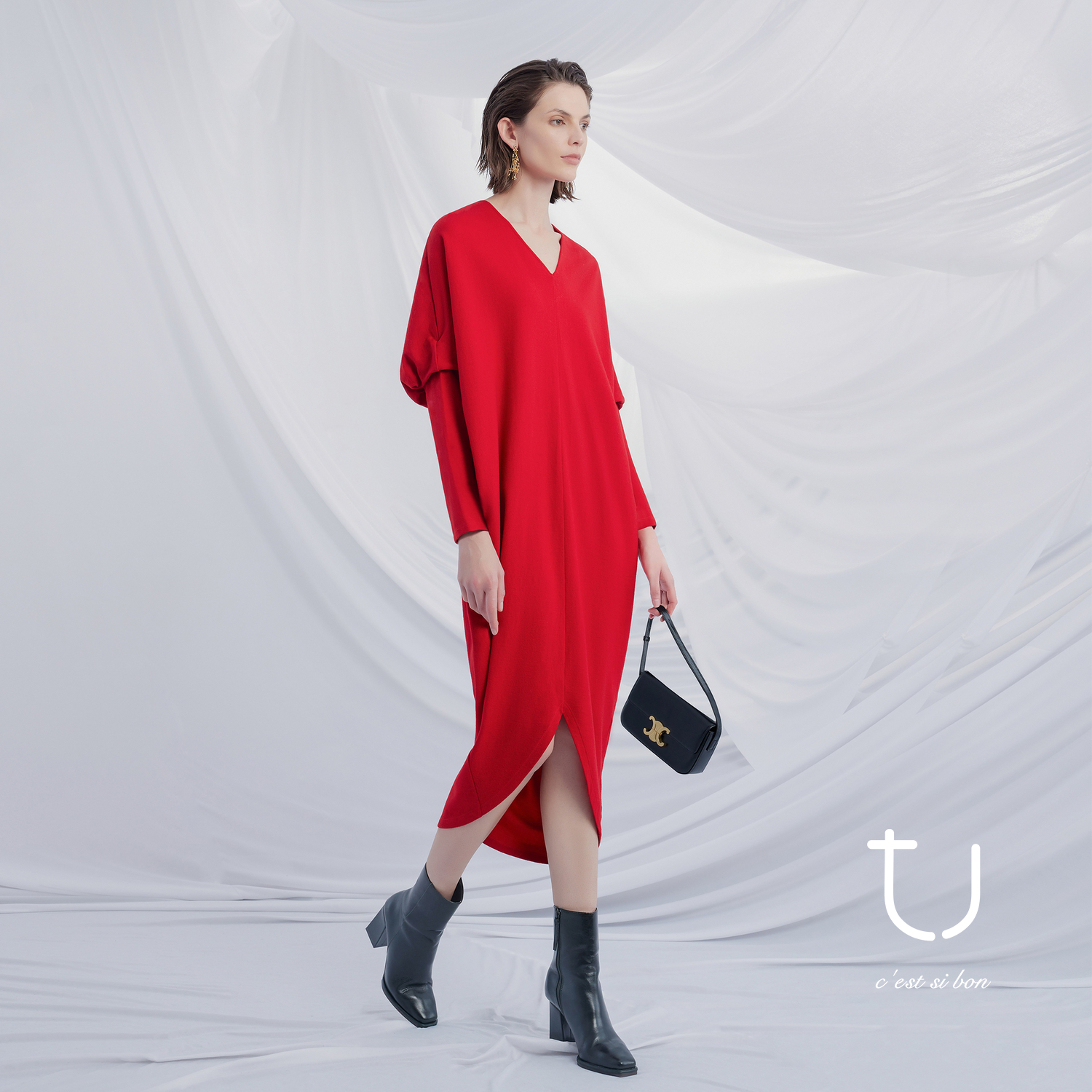 TU女装慵懒风中长款羊毛长裙