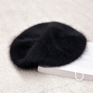 显脸小优雅复古帽子 新款 TU女装 1oo牦牛绒拉绒针织贝雷帽25年冬季