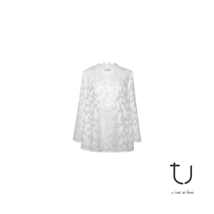 氛围感衬衫 TU光织花语 半透肌理法式 新款 蕾丝V领提花上衣26夏季