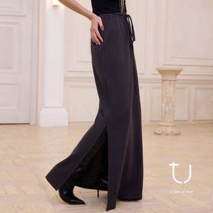 纸片人直筒包臀长裙子 新款 TU女装 松紧高腰羊毛半身裙25年冬季