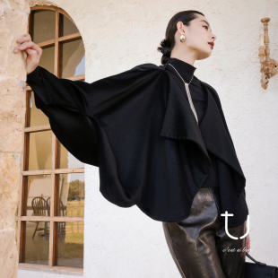 新款 TU女装 羊绒大衣25年冬季 茧形阔版 上下两穿毛呢外套 瑟尔嘉诗