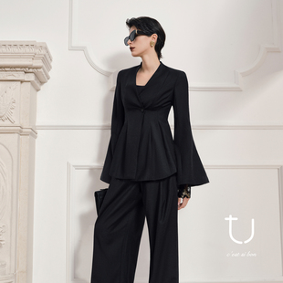 26年春新款 羊毛正肩沙漏腰蕾丝西装 蕾丝西服外套 吉维尼臻 TU女装