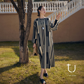 显瘦直筒长裙子 新款 TU韵律 羊毛圆领宽松廓形连衣裙2026年春季