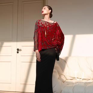 【新年系列】TU红玫瑰真丝丝绒衬衫26年春季新款松弛感桑蚕丝上衣