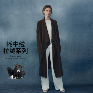 TU女装 1oo牦牛绒拉绒大衣琥珀流光疗愈绒感老钱风廓形加厚外套