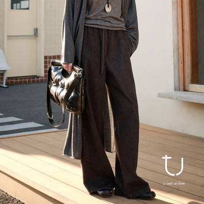 TU女装松紧高腰牛仔休闲裤