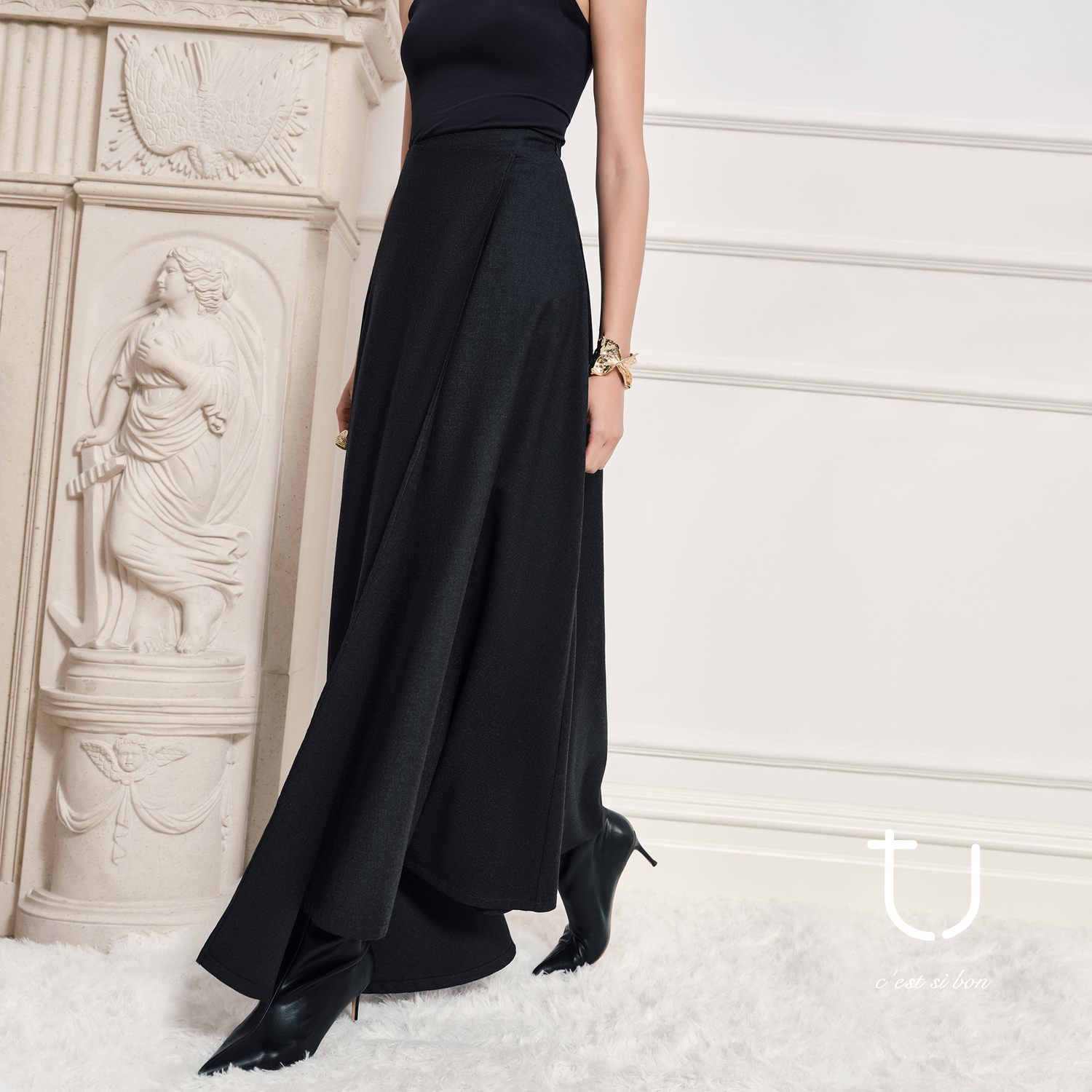 TU女装羊毛不对称半身裙