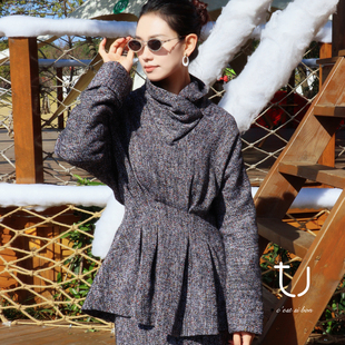 套装 TU女装 新款 高腰半身长裙子25年冬季 羊毛收腰花苞气质上衣