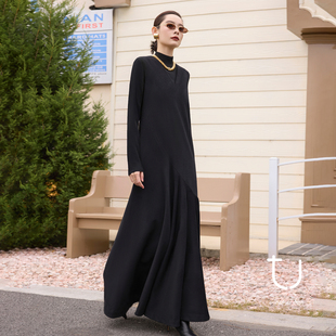 悄然心动 A字裙摆中长款 V领羊毛长袖 新款 裙子 连衣裙25冬季 TU女装