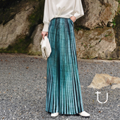 雀翎翠 真丝高腰阔腿裤 2026年新款 TU女装 桑蚕丝休闲裤 子