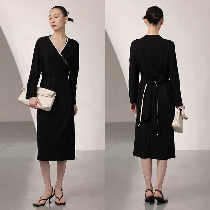 TU女装弹力棉垂坠感强淑女连衣裙