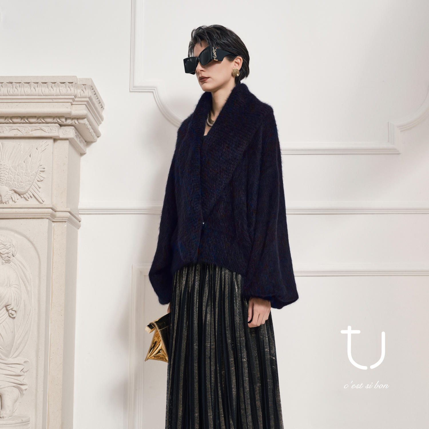 TU女装 希芙云融 牦牛绒拉绒翻领加厚外套25冬季新款松弛感大衣