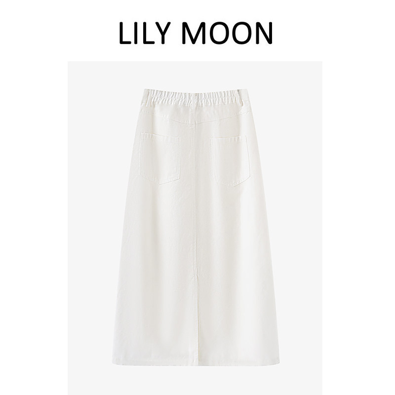 LILYMOON牛仔裤白色半裙牛仔半裙女款春夏高腰显瘦半身裙夏季