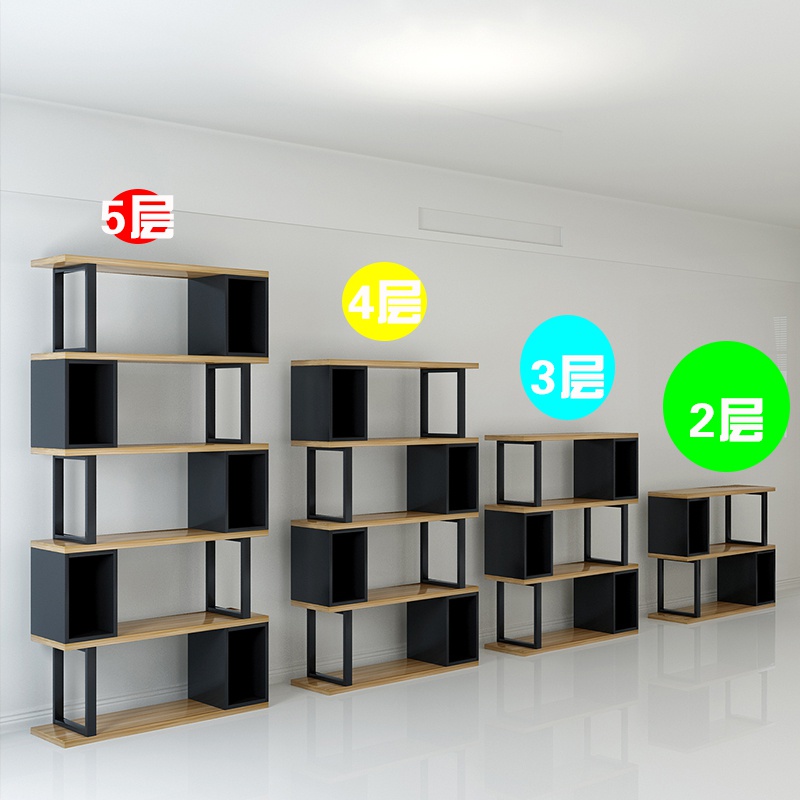 简易钢木组合书架置物架落地展示架客厅隔断玄关架艺术书柜包邮