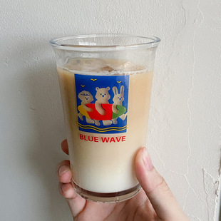 韩早餐杯玻璃杯牛奶杯果汁杯心卡通水杯咖啡杯奶茶杯