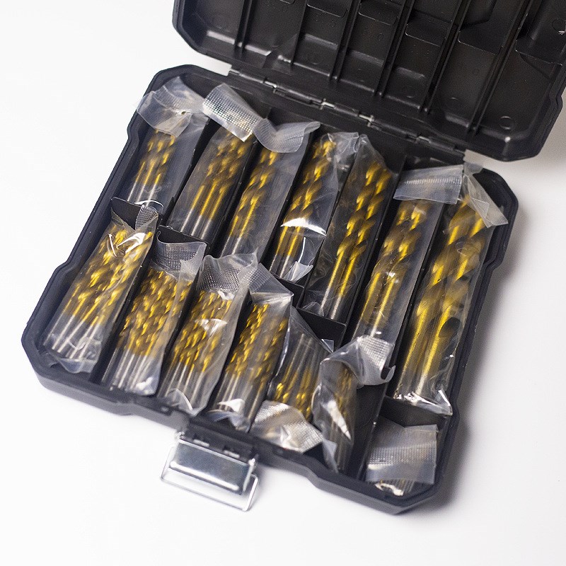 芸贝99pc麻花钻铁盒装99件套镀钛麻花钻工开孔器