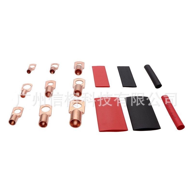 端子200pcs盒装铜色SC窥口端子+绝缘热缩管套件 压接端子套装