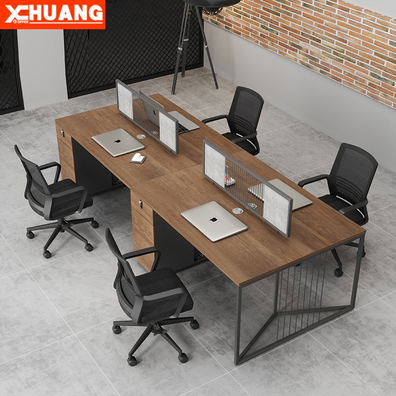 佛山职员办公桌椅组合简约现代办公室四人位职员卡位新中式财务桌