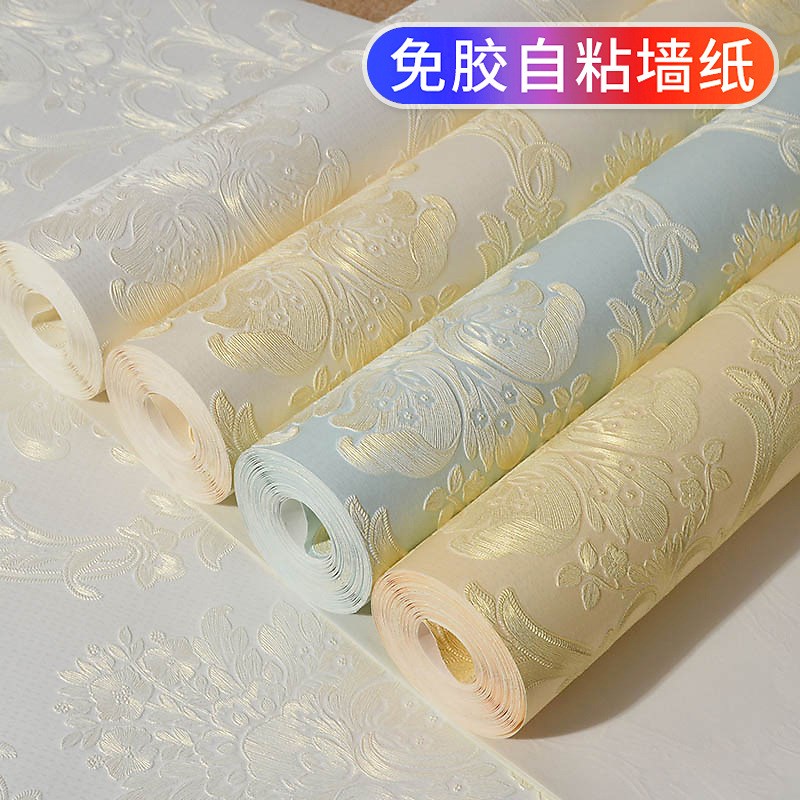 欧式田园3D自粘墙纸温馨卧室装饰贴纸客厅立体电视背景墙房间壁纸