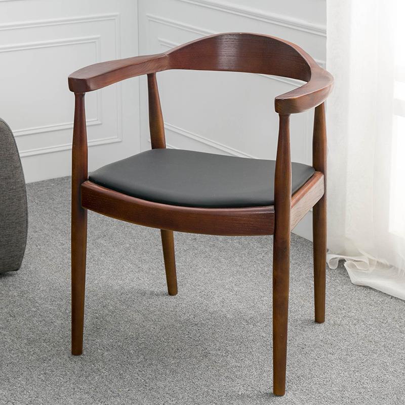 原木椅子实木扶手靠背椅北欧餐椅休闲原版办公椅简约广岛椅