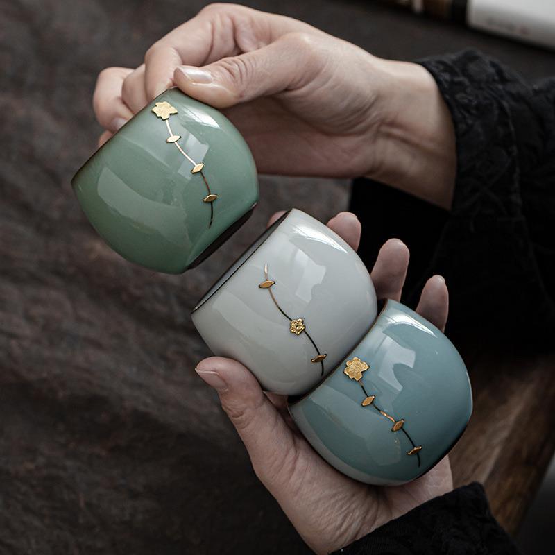 5ZW五大名窑锔钉官窑哥窑茶杯陶瓷主人杯茶具单杯茶盏品茗杯茶碗