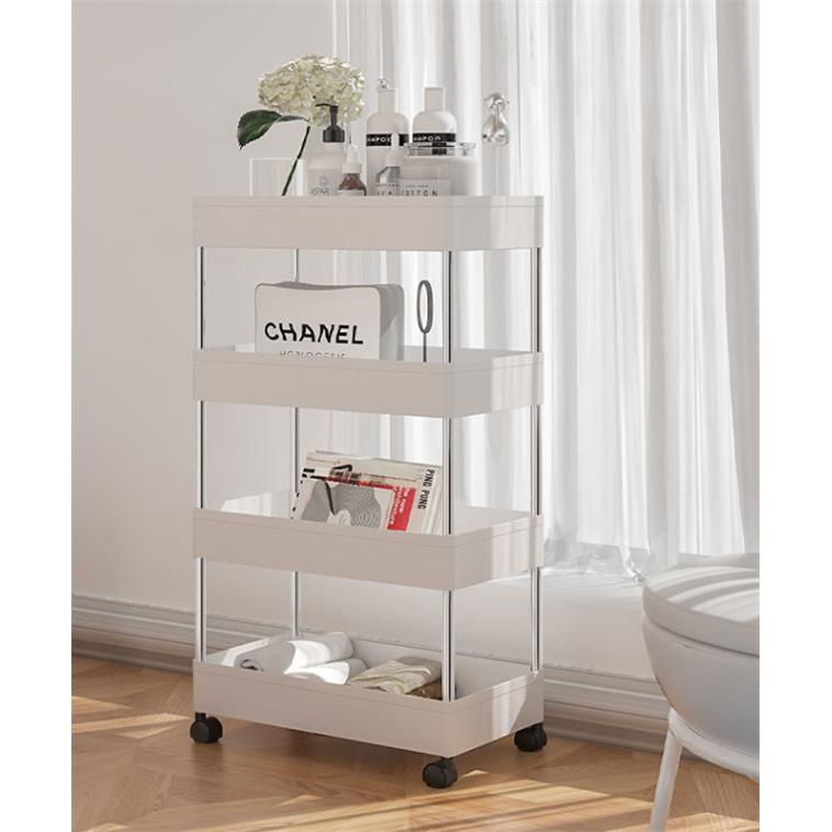 可移动便携置物架厨房落地收纳储物架多层带轮子浴室厕所塑料架子