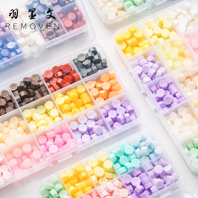 盒装火漆蜡粒珠光八角形信封
