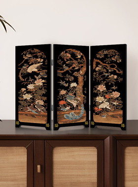 百桥潮风中古花鸟装饰画法式电视柜摆件覆古入口柜屏风风格绘画