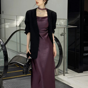 法式气质名媛风初春吊带连衣裙2025新款收腰显瘦超漂亮绝美长裙子