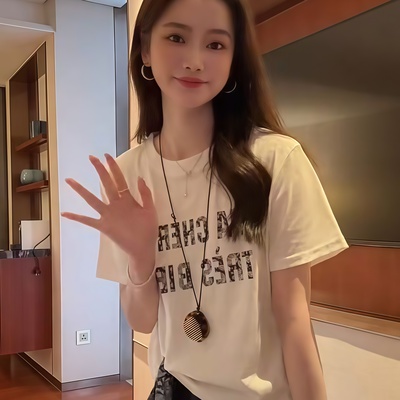 超火减龄字母印花短袖t恤女