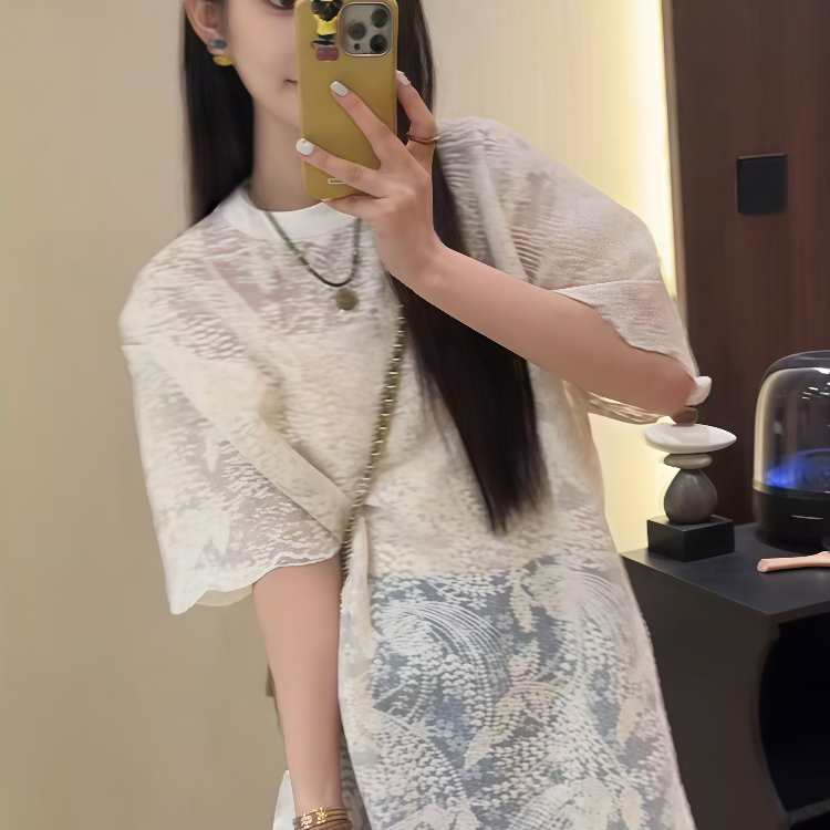 小众设计感钩花镂空短袖t恤女装
